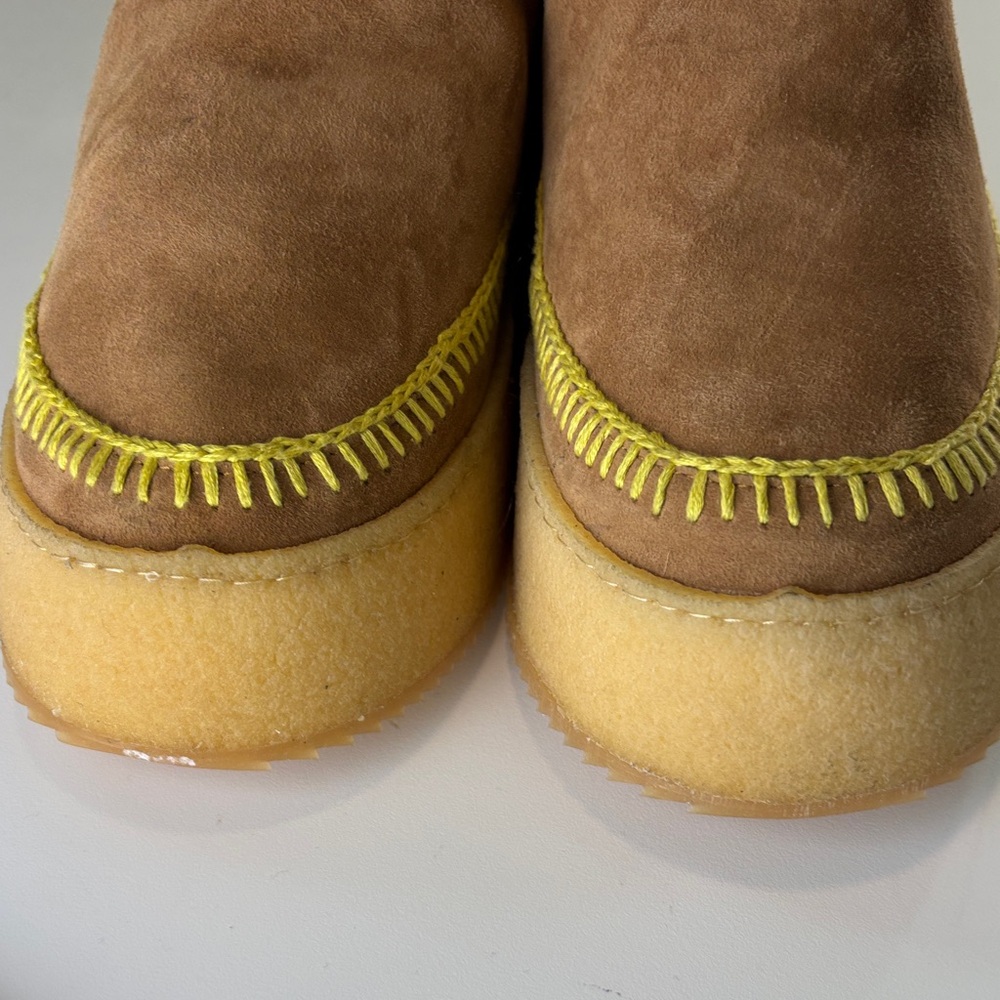 NEW‎ Laidback London Shearling-Lined Suede Ankle Booties Tan Boho Luxe 8 - Picture 3 of 7